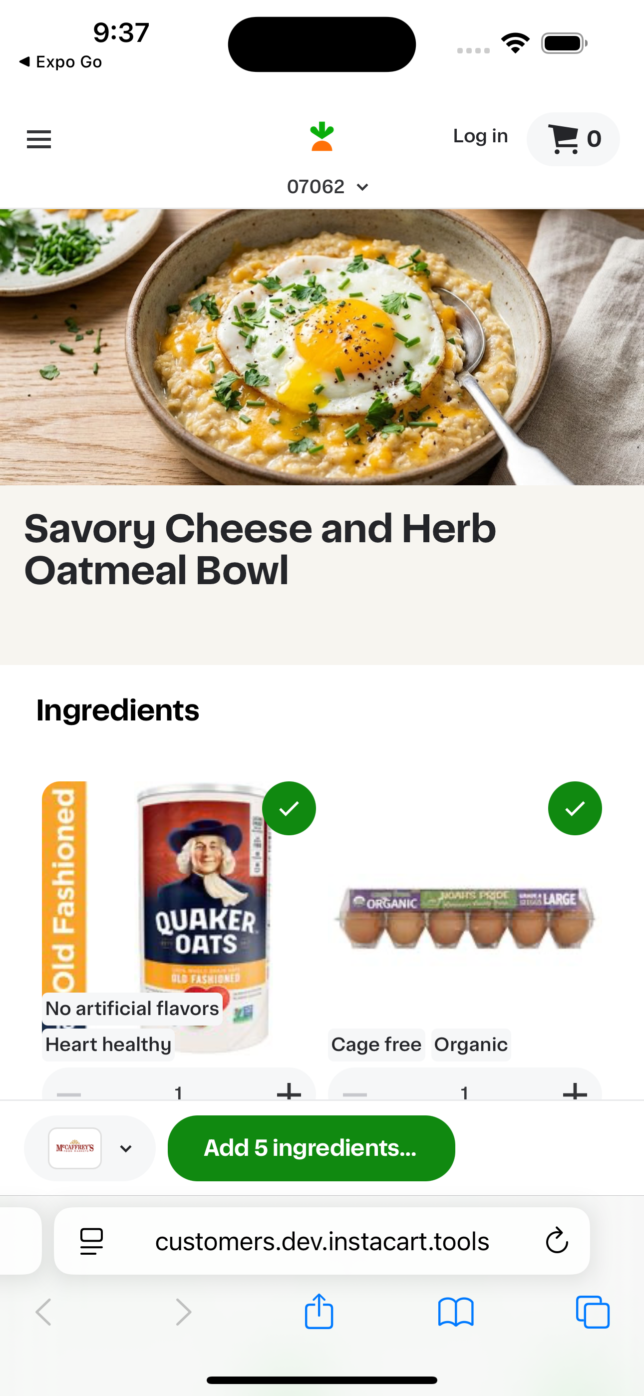 Instacart Cart Screen